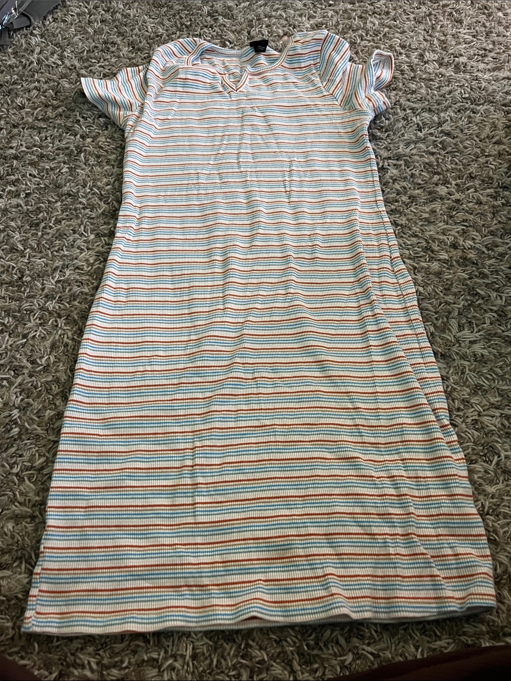 art class Striped Knit Kids Dress in White, Orange, Blue